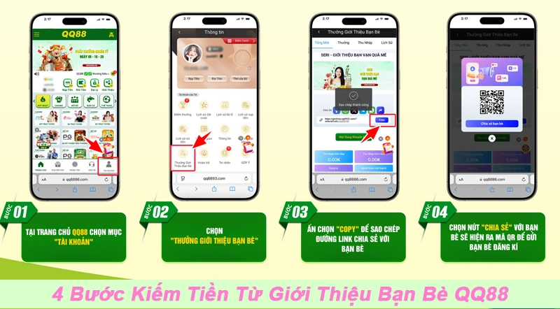Giới Thiệu Bạn Bè Nhận Thưởng Không Giới Hạn 276K+ 4 4 bước kiếm tiền bằng giới thiệu bạn bè QQ88