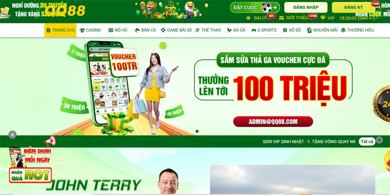 Giao diện trang chủ QQ88